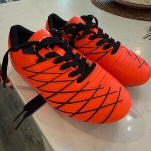 Bright Orange Soccer Cleats with Black Laces